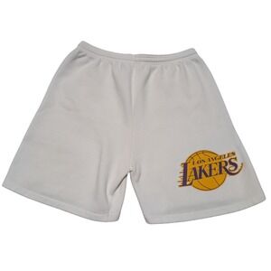 East Coast Sweat Shorts Mens L White Los Angeles Lakers Vintage Made in USA NBA